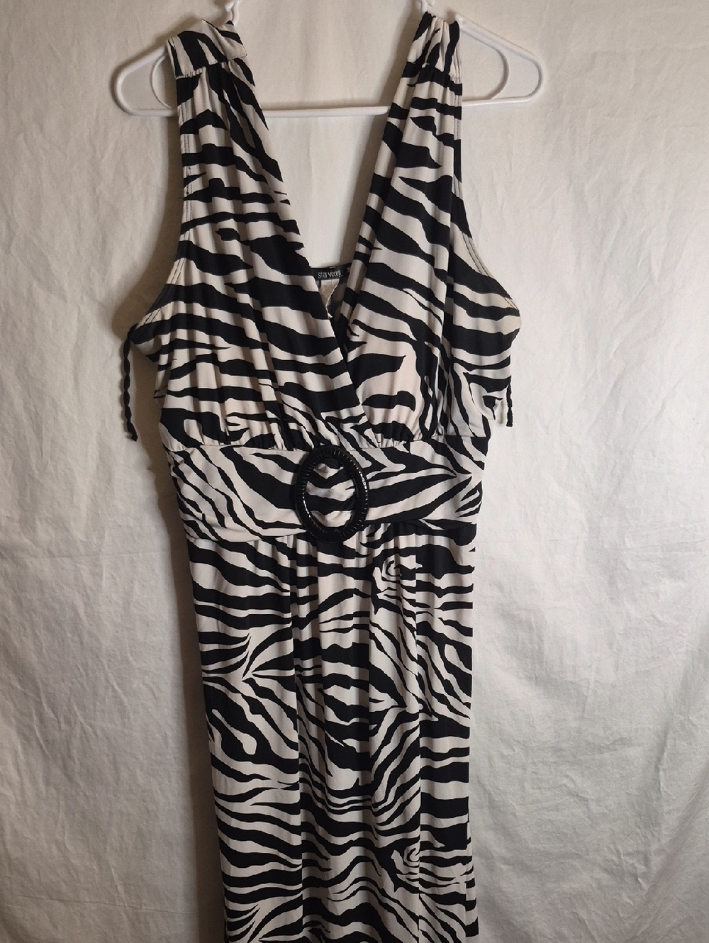 Star Vixen Black and White Zebra Wrap Maxi Dress
